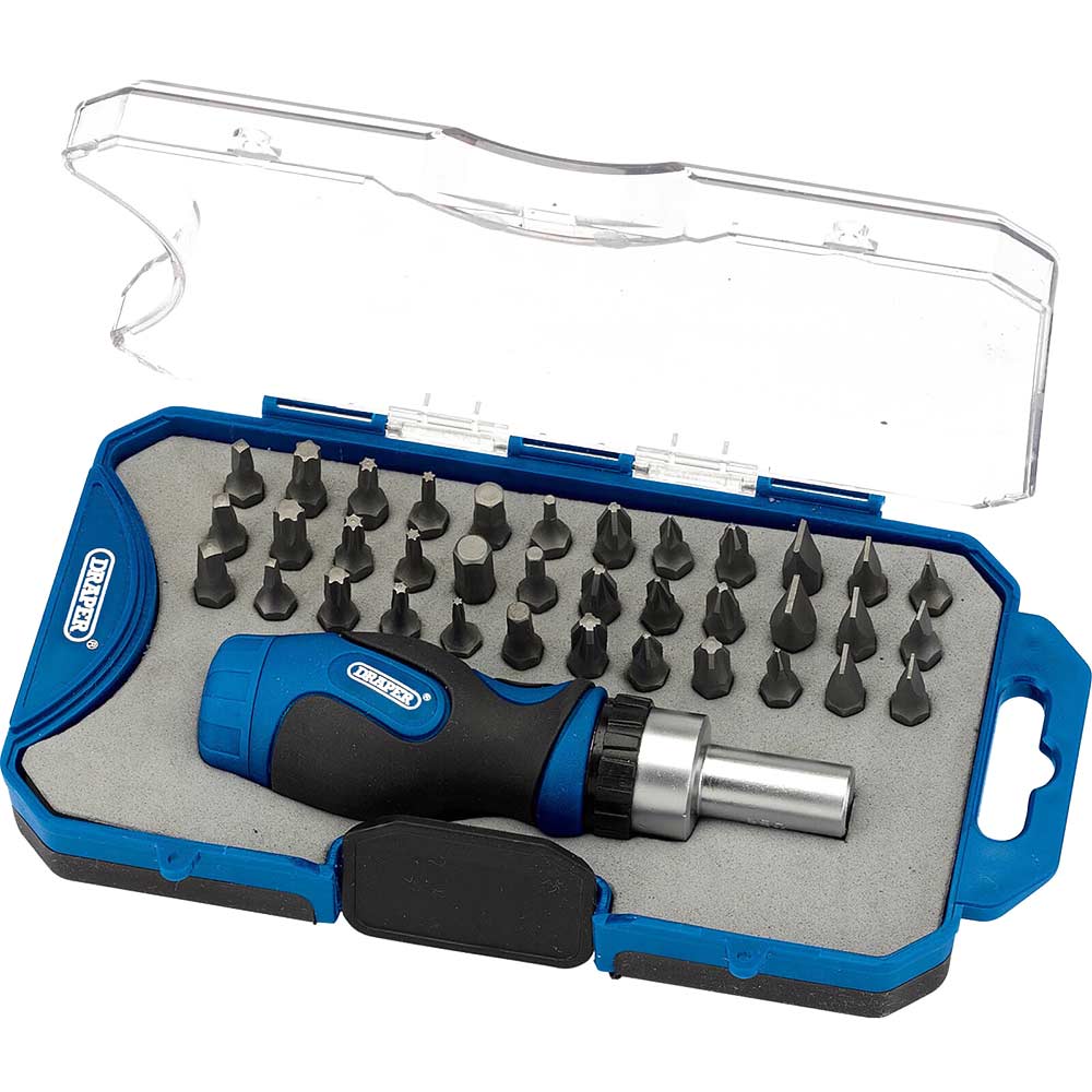 Draper 37 Piece Ratchet Screwdriver and Bit Set Ratchet Screwdrivers