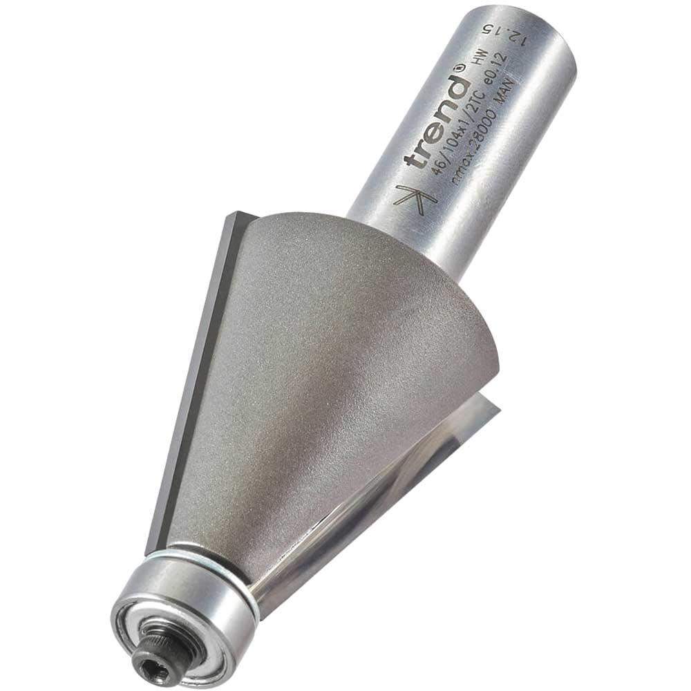 Photo of Trend Bevel Bearing Guided Router Cutter 30mm 35mm 1/2