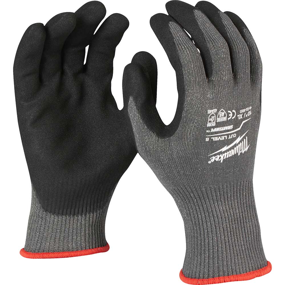 Image of Milwaukee Cut Level 5 Dipped Work Gloves Black / Grey 2XL Pack of 144