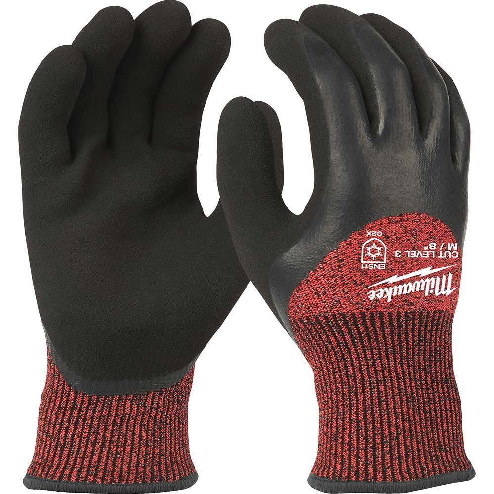 Image of Milwaukee Winter Lined Cut Level 3 Work Gloves Black / Red S Pack of 12