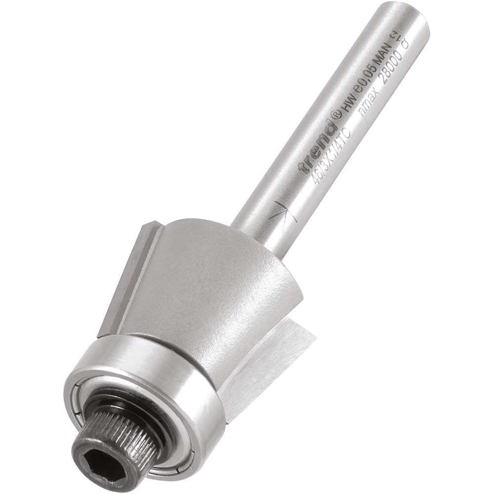 Photo of Trend Bearing Guided Bevel Trimmer Router Cutter 20mm 14mm 1/4