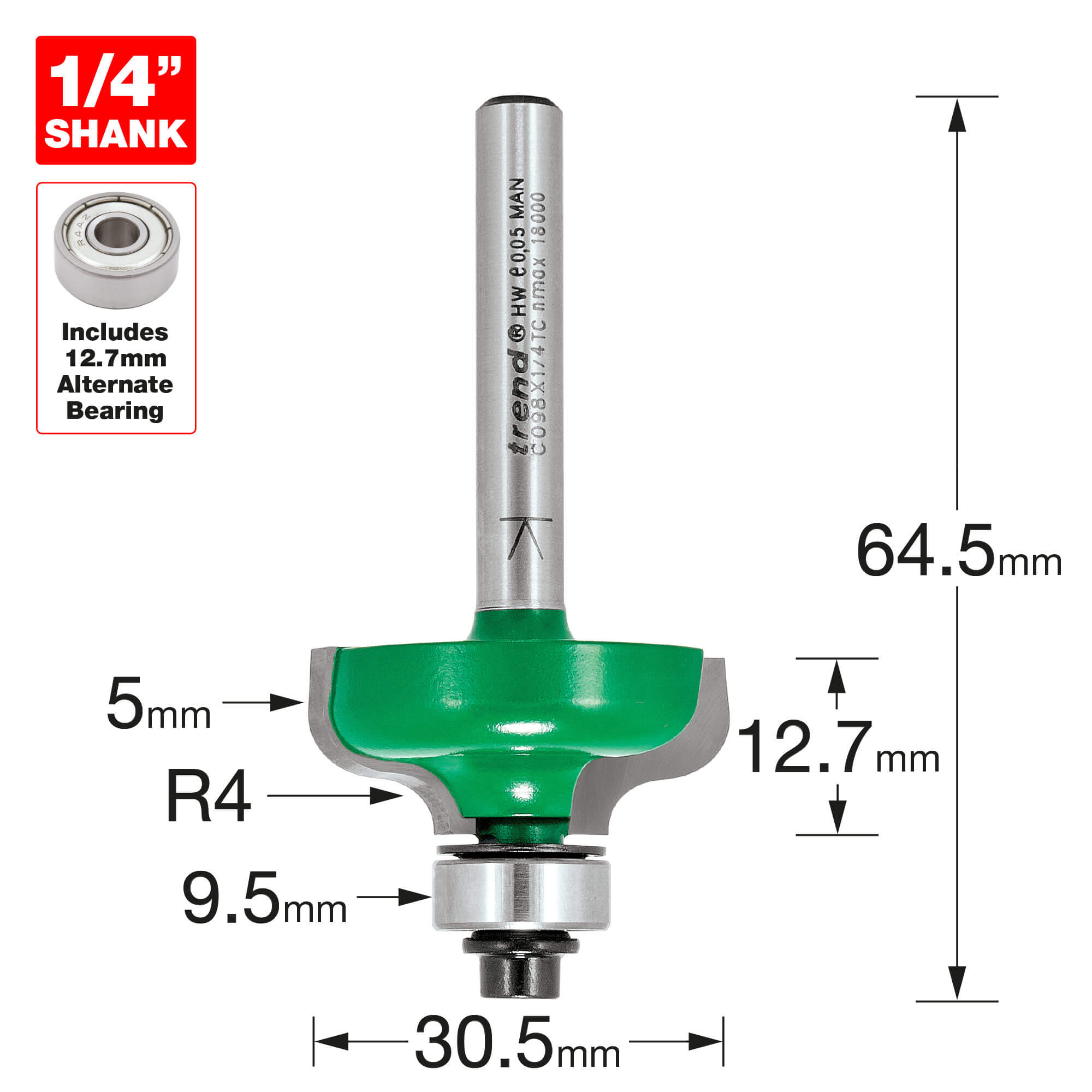 Image of Trend CRAFTPRO Ogee Mould Bearing Guided Router Cutter 12.7mm 9.5mm 1/4"