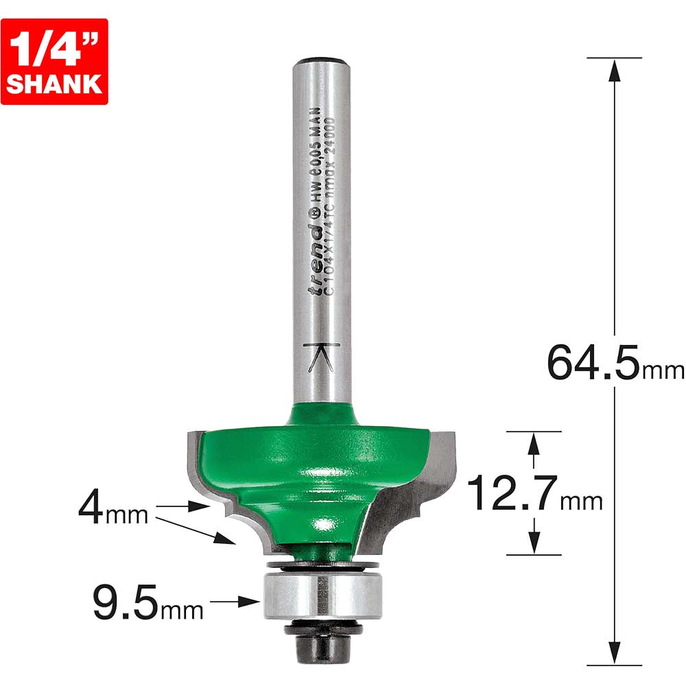 Photo of Trend Craftpro Bearing Guided Broken Ogee Quirk Router Cutter 4mm 12.7mm 1/4