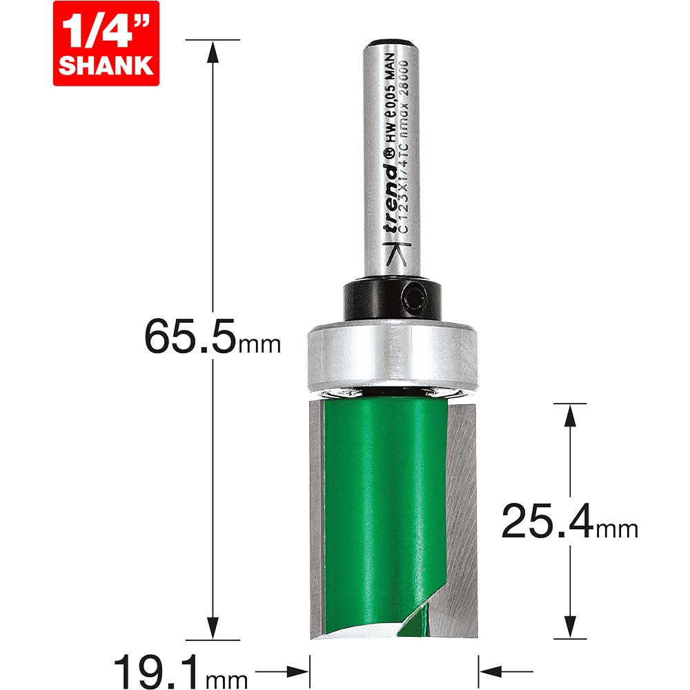 Image of Trend Bearing Guided Template Profiler Router Cutter 19.1mm 25.4mm 1/4"