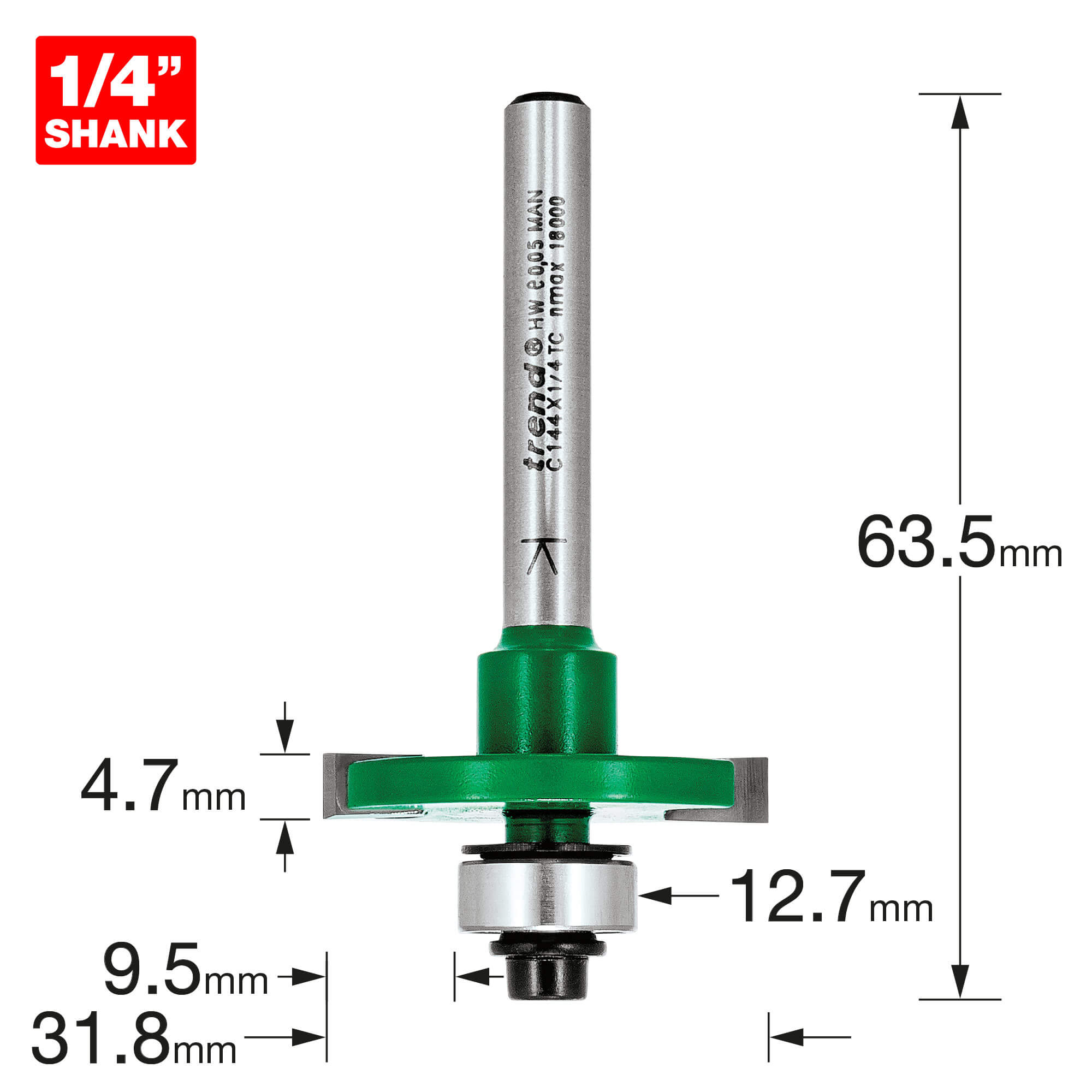 Image of Trend CRAFTPRO One Piece Slotting Router Cutter 4.7mm 31.8mm 1/4"