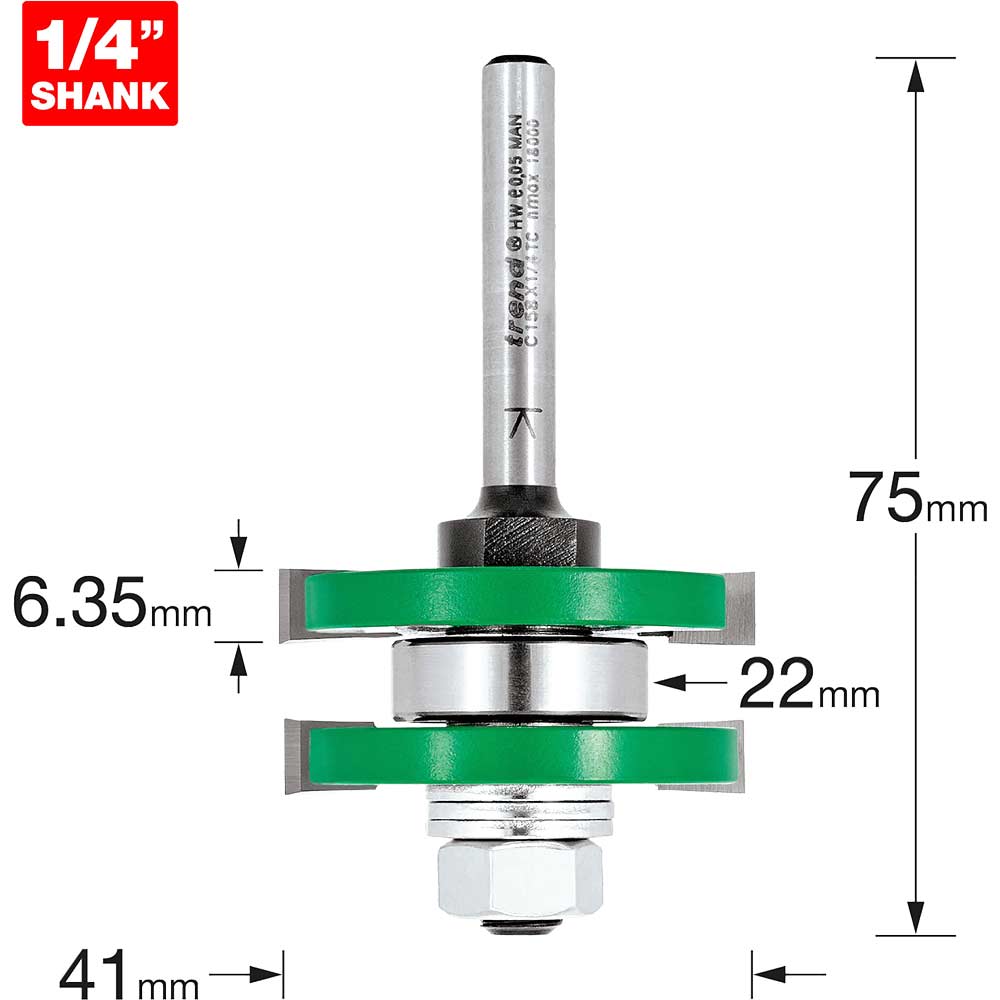 Photo of Trend Craftpro Tongue And Groover Router Cutter Set 41mm 6.35mm 1/4