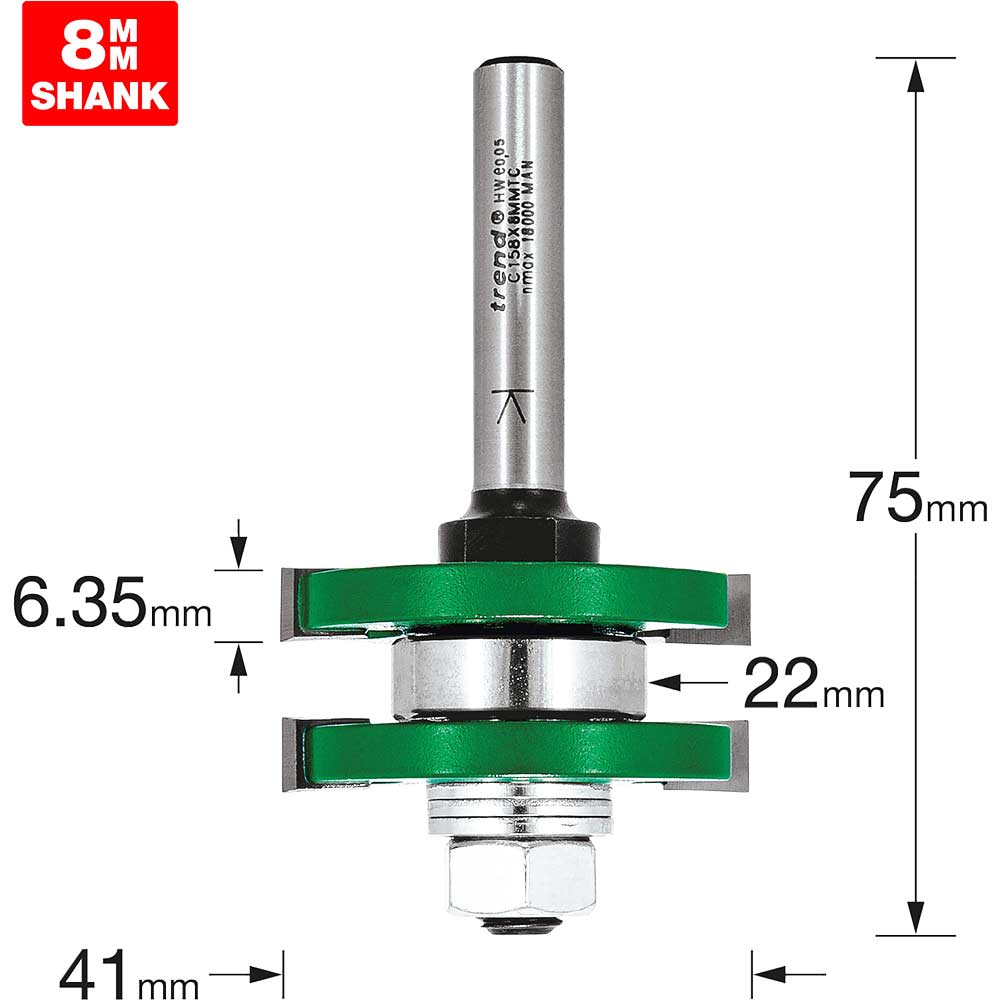 Photo of Trend Craftpro Tongue And Groover Router Cutter Set 41mm 6.35mm 8mm
