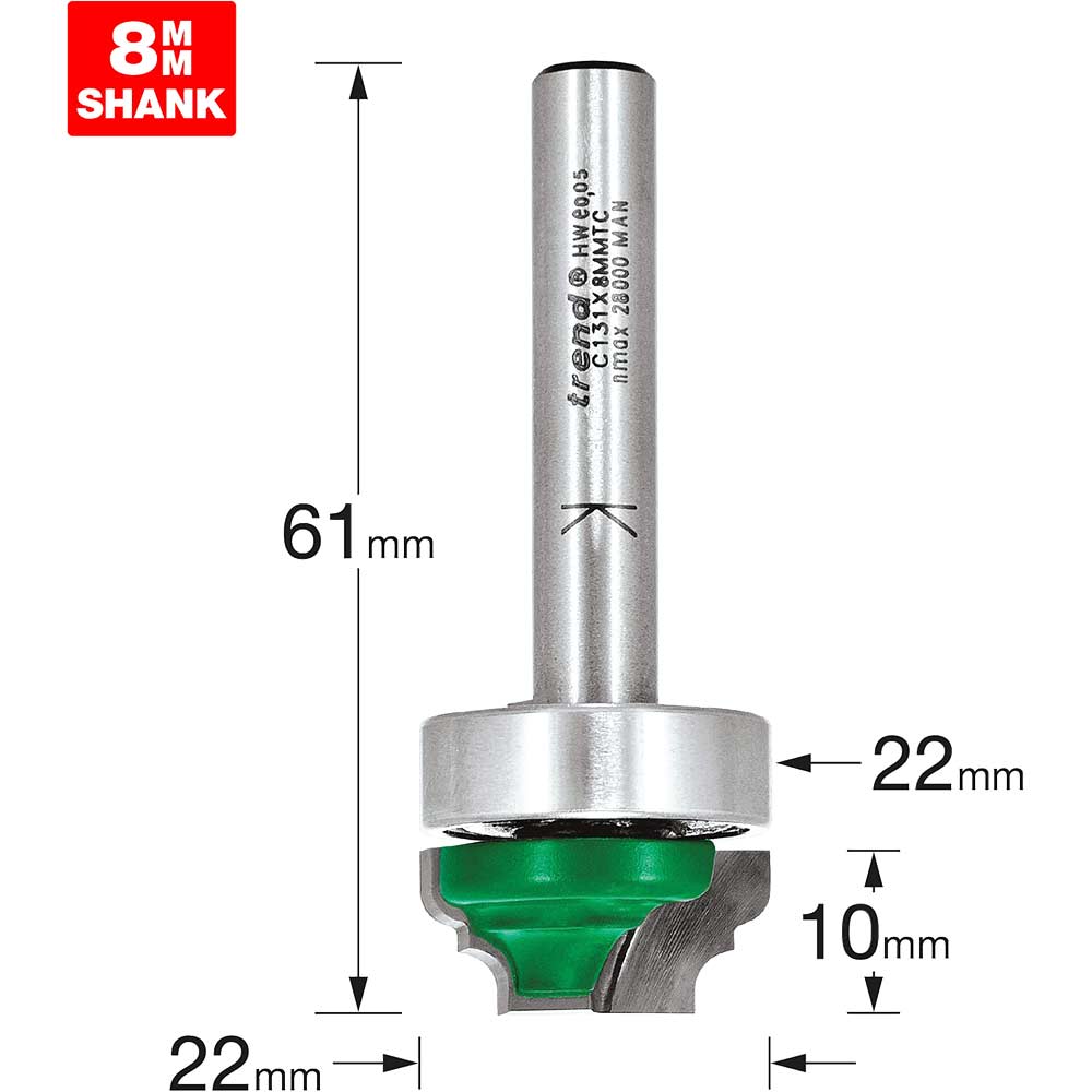 Image of Trend CRAFTPRO Bearing Guided Classic Broken Ogee Router Cutter 22mm 10mm 8mm