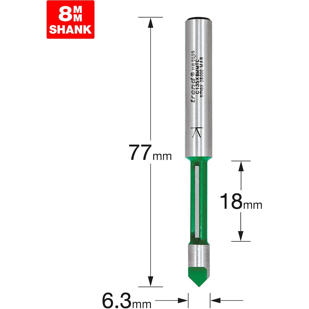 Photo of Trend Craftpro Giuded Pierce And Trim Router Cutter 6.3mm 18mm 8mm