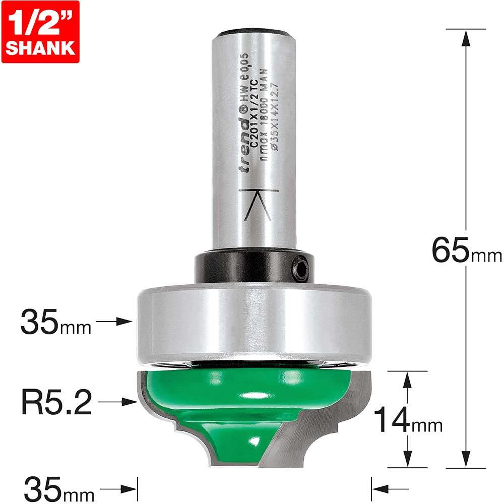 Photo of Trend Craftpro Bearing Guided Classic Broken Ogee Router Cutter 35mm 14mm 1/2