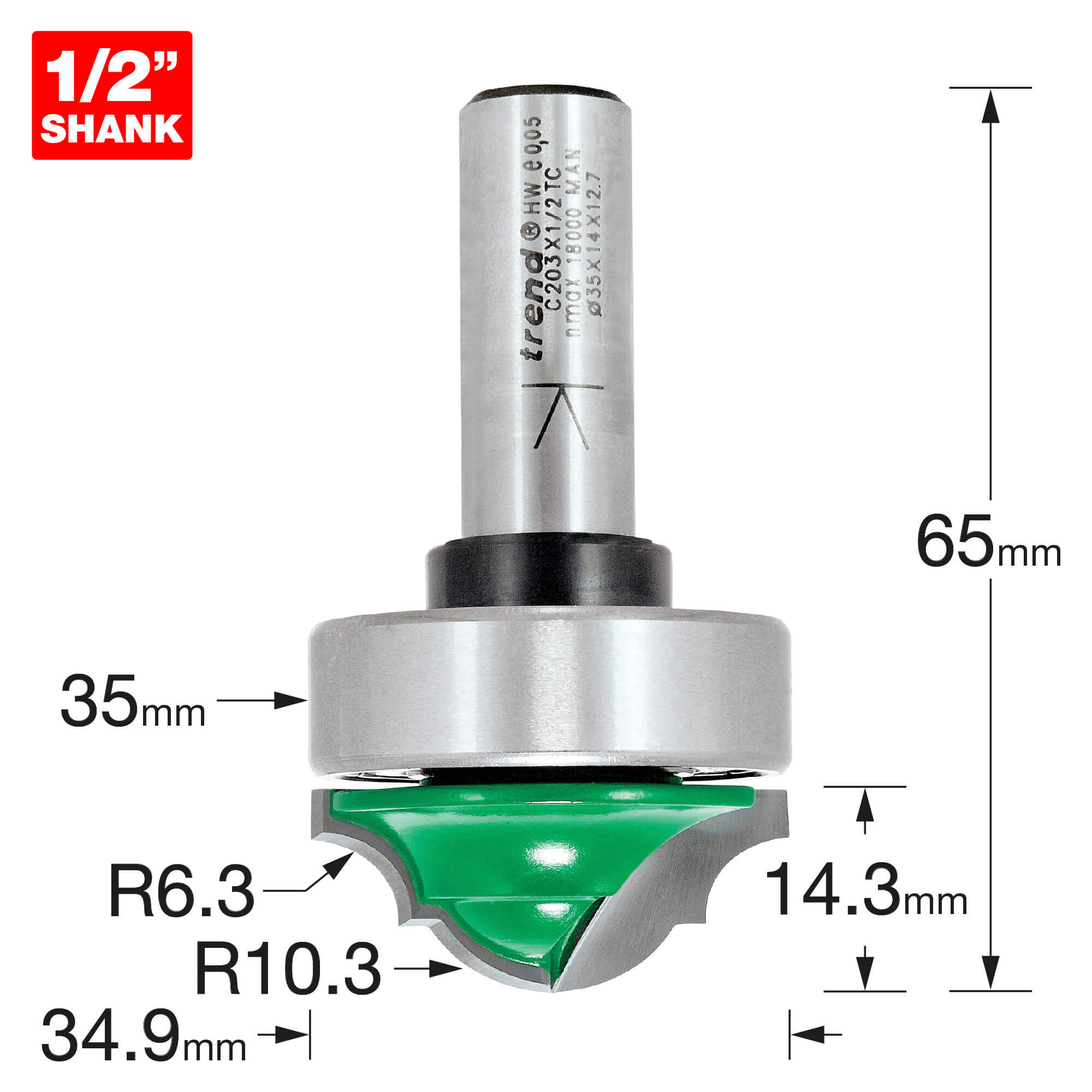 Image of Trend CRAFTPRO Bearing Guided Classic Decor Router Cutter 35mm 14.3mm 1/2"