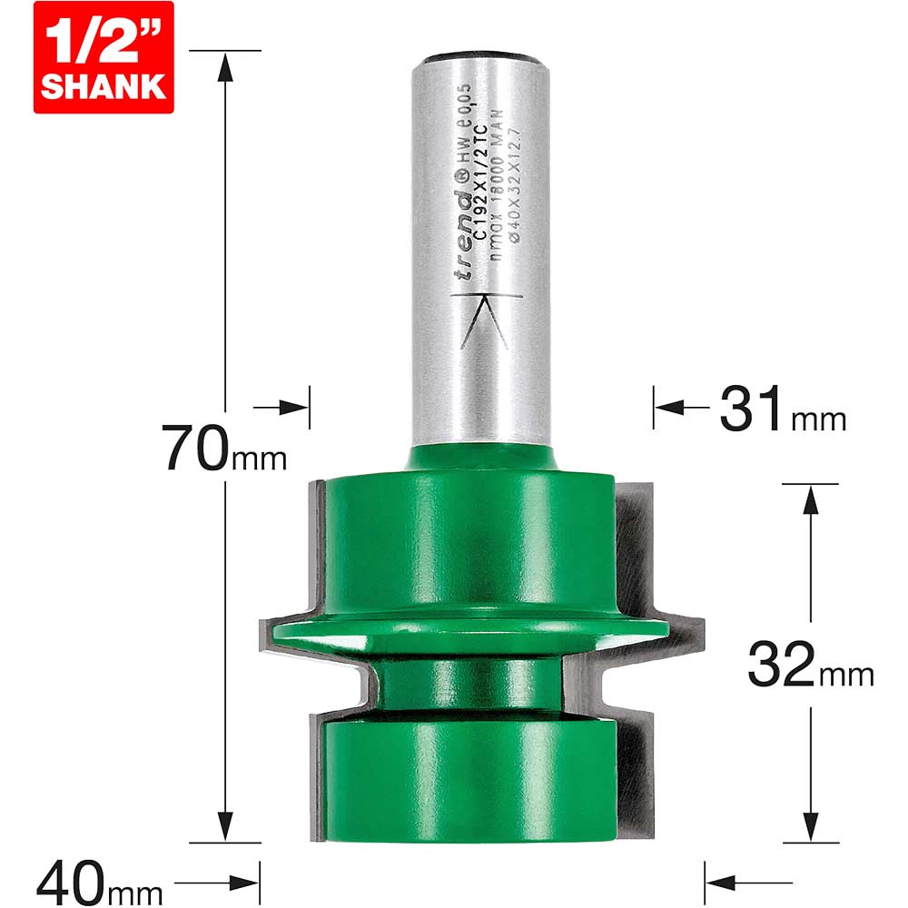 Photo of Trend Craftpro Offset Tongue And Groove Router Cutter 40mm 32mm 1/2