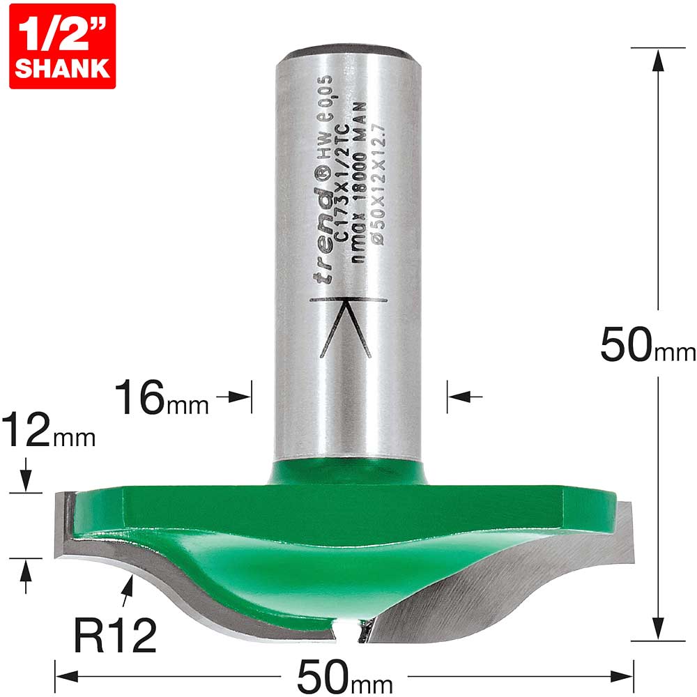 Image of Trend CRAFTPRO Raised Panel Ogee Router Cutter 50mm 12mm 1/2"