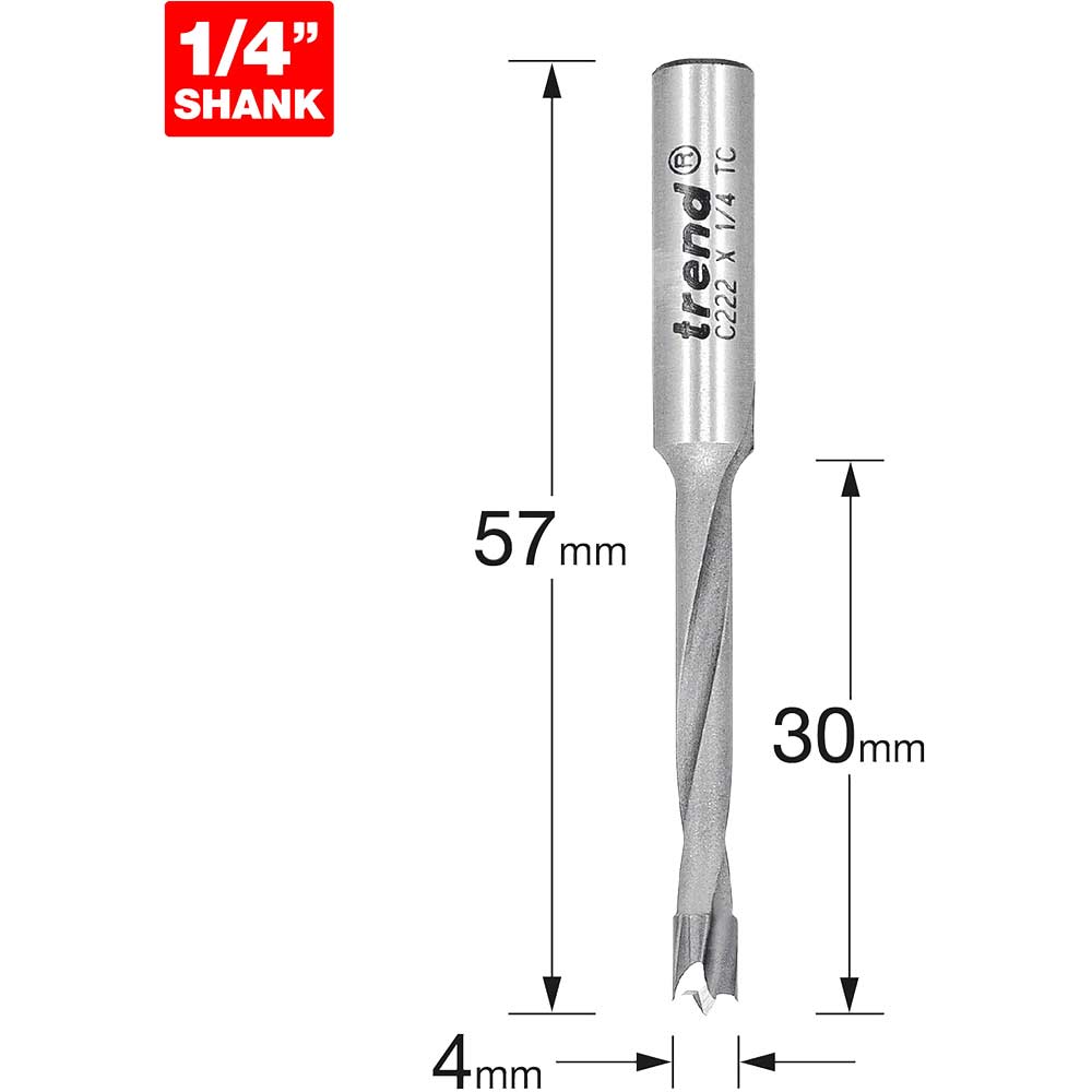 Image of Trend CRAFTPRO Router Dowel Drill 4mm 35mm 1/4"