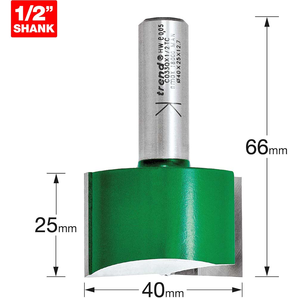 Photo of Trend Craftpro Two Flute Straight Router Cutter 40mm 25mm 1/2