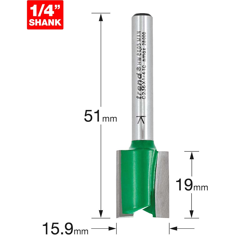 Photo of Trend Craftpro Hinge Recesser Router Cutter 15.9mm 19mm 1/4