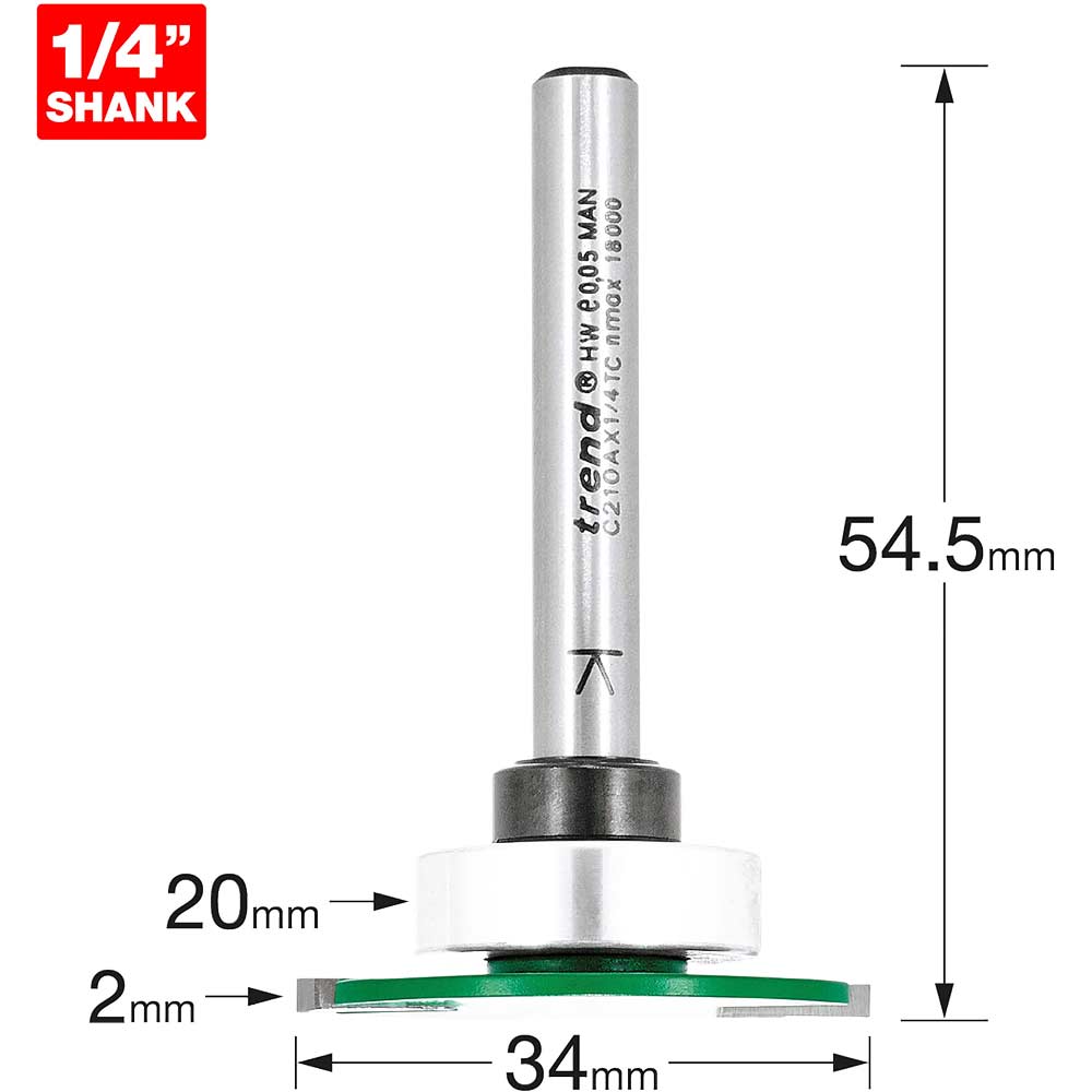 Photo of Trend Craftpro Weatherseal Groover Router Cutter 34mm 2mm 1/4