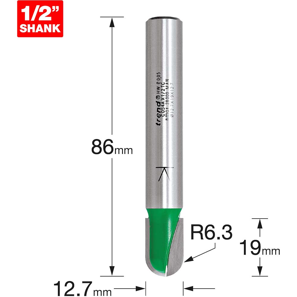 Photo of Trend Craftpro Radius Router Cutter 12.7mm 19mm 1/2