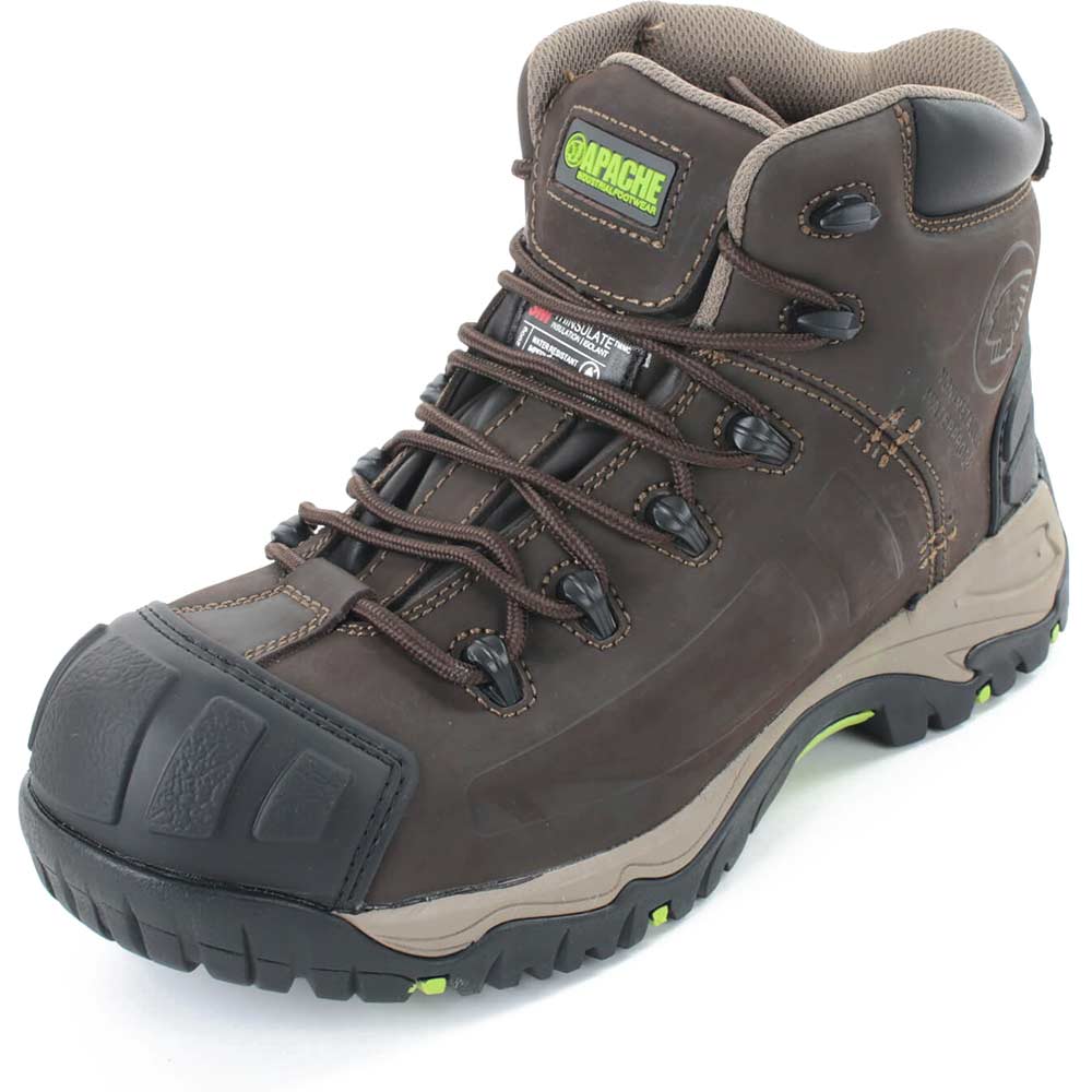 Image of Apache Neptune Non Metallic Waterproof Work Boots Brown Size 12