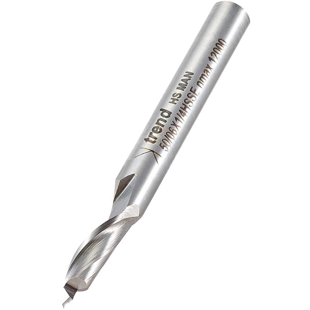 Photo of Trend Aluminium Upvc Single Flute Helical Upcut Cutter 6mm 14mm 1/4