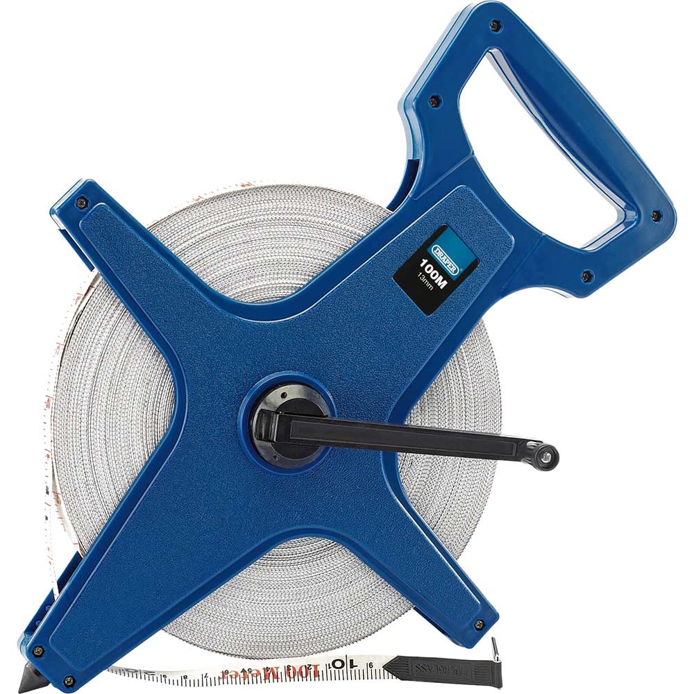 Photo of Draper Fibreglass Surveyors Tape Measure Imperial & Metric 330ft / 100m 13mm