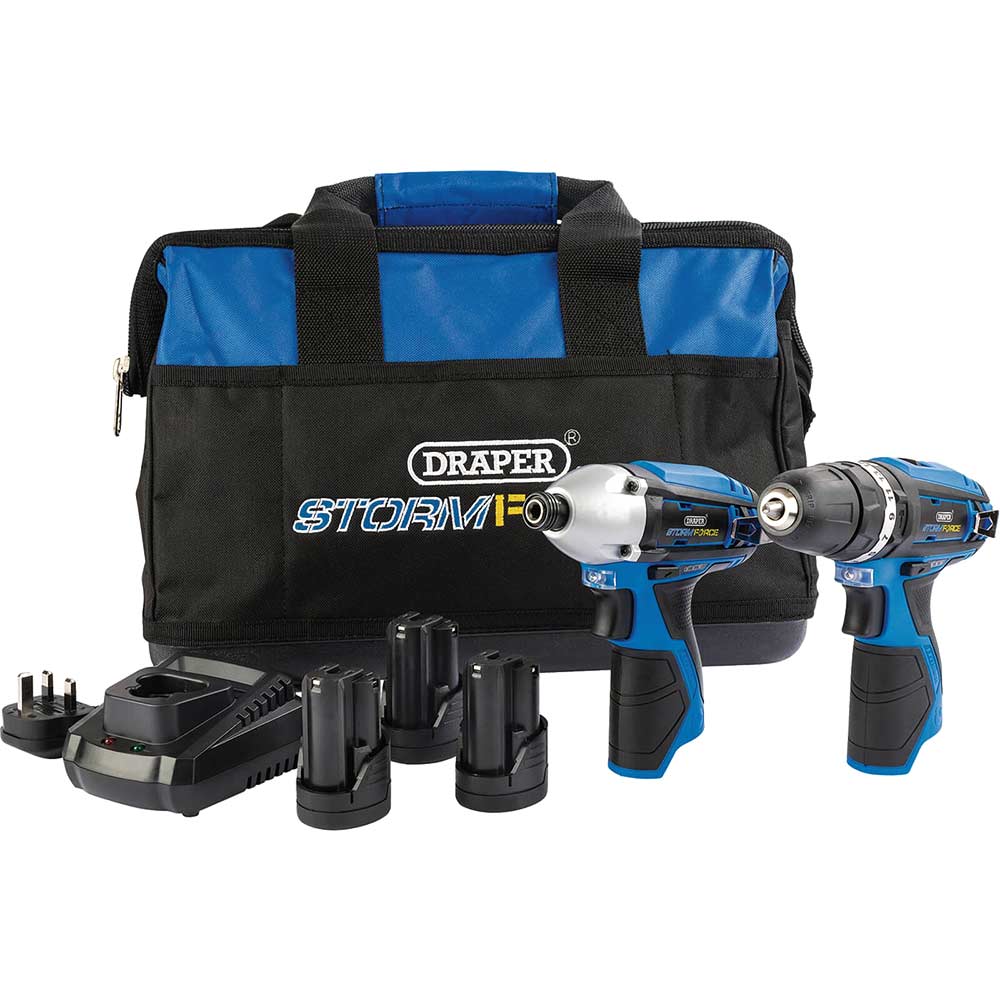 Photo of Draper Storm Force 10.8v Cordless 3 Piece Power Tool Kit 3 X 1.5ah Li-ion Charger Bag