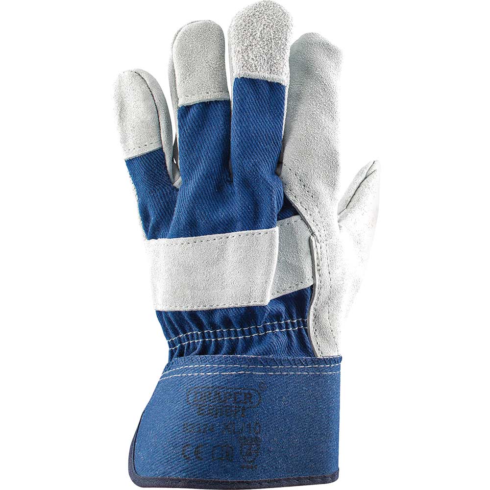 Image of Draper Heavy Duty Leather Industrial Gloves Grey L