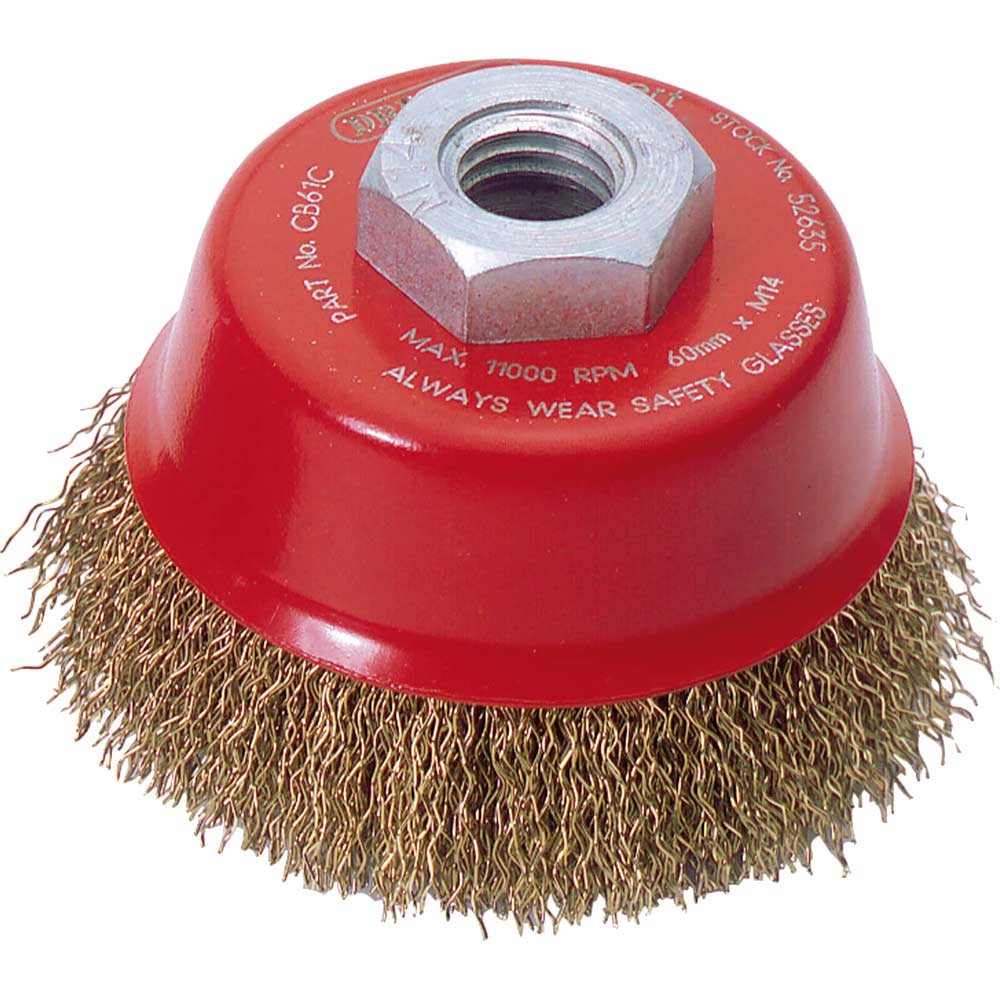 Image of Draper Expert Brassed Steel Wire Cup Brush 60mm M14 Thread