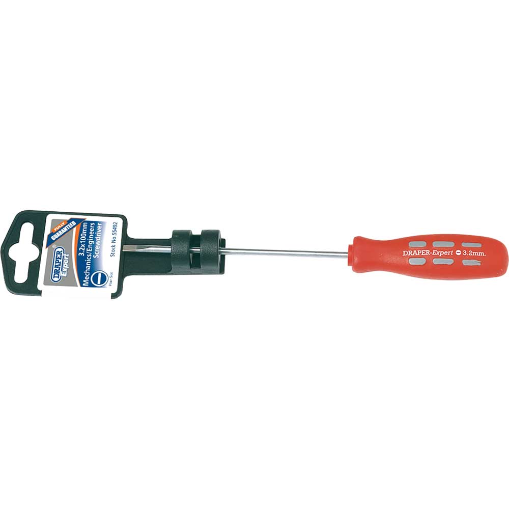 Image of Draper Expert Mechanics Soft Grip Parallel Slotted Screwdriver 3.2mm 100mm