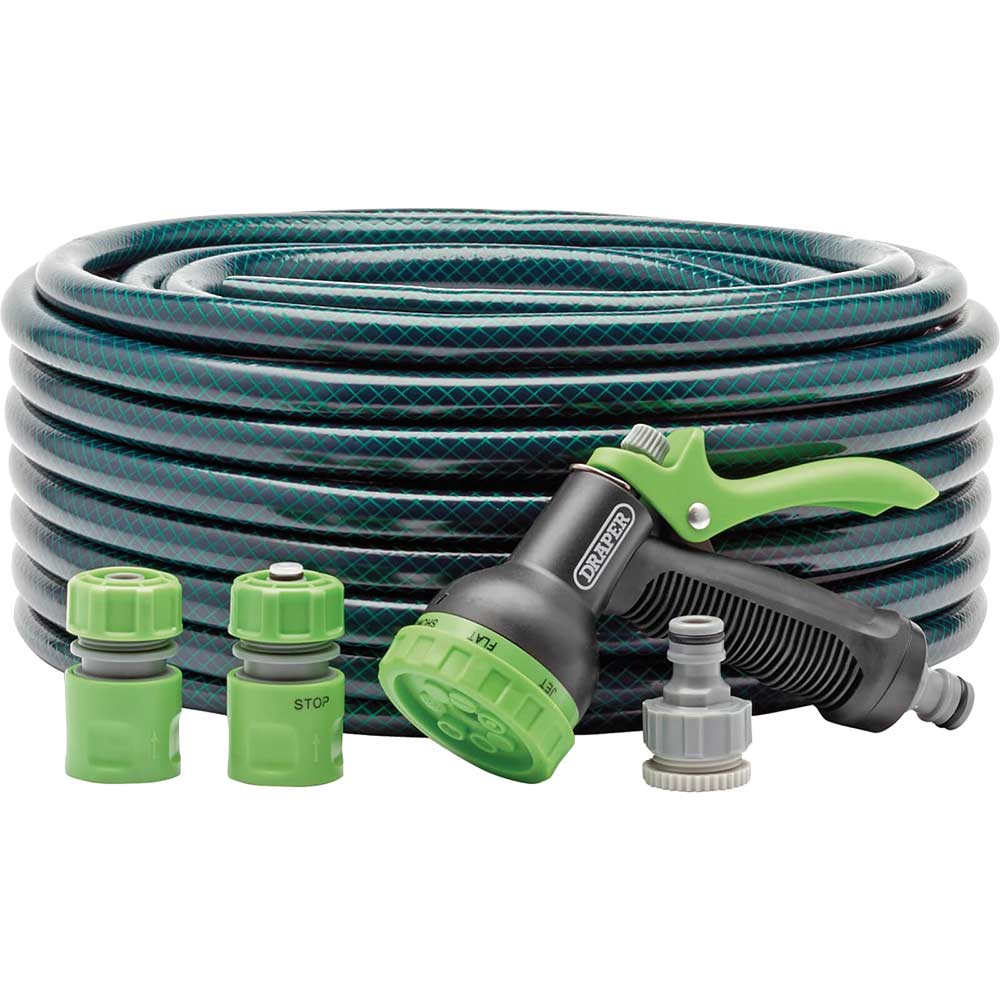 Draper Garden Hose Watering Set 1/2" / 12.5mm 30m Green