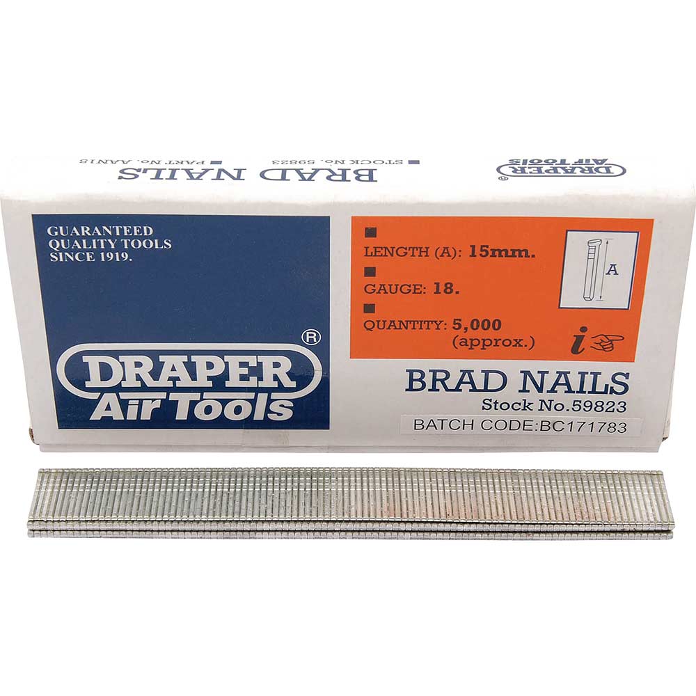 Photo of Draper 18 Gauge Brad Nails 15mm Pack Of 5000
