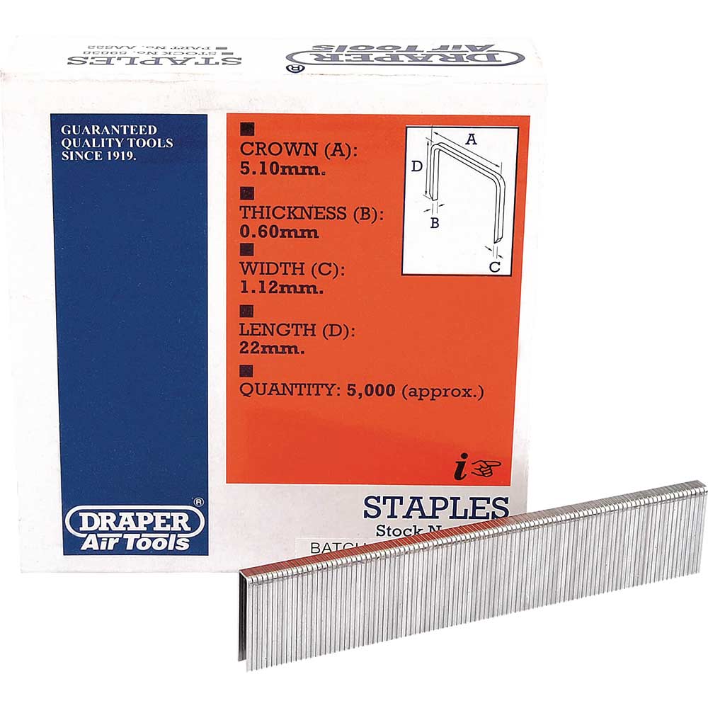 Photo of Draper Staple 22mm Pack Of 5000