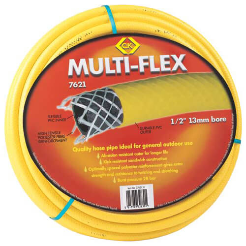 Image of CK Multi Flex Garden Hose Pipe 1/2" / 12.5mm 15m Yellow