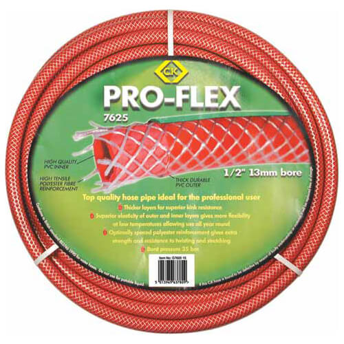 CK Pro Flex Garden Hose Pipe 1/2" / 12.5mm 15m Red