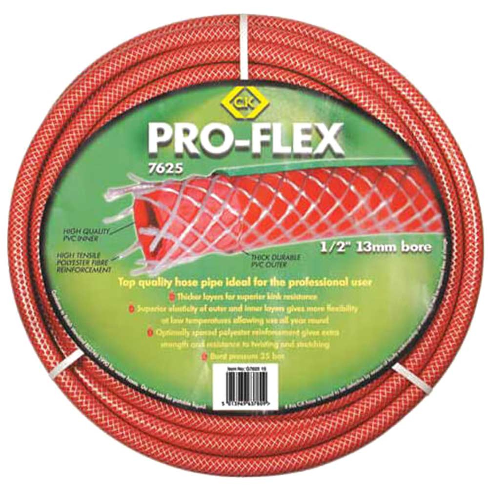 Image of CK Pro Flex Garden Hose Pipe 1/2" / 12.5mm 15m Red