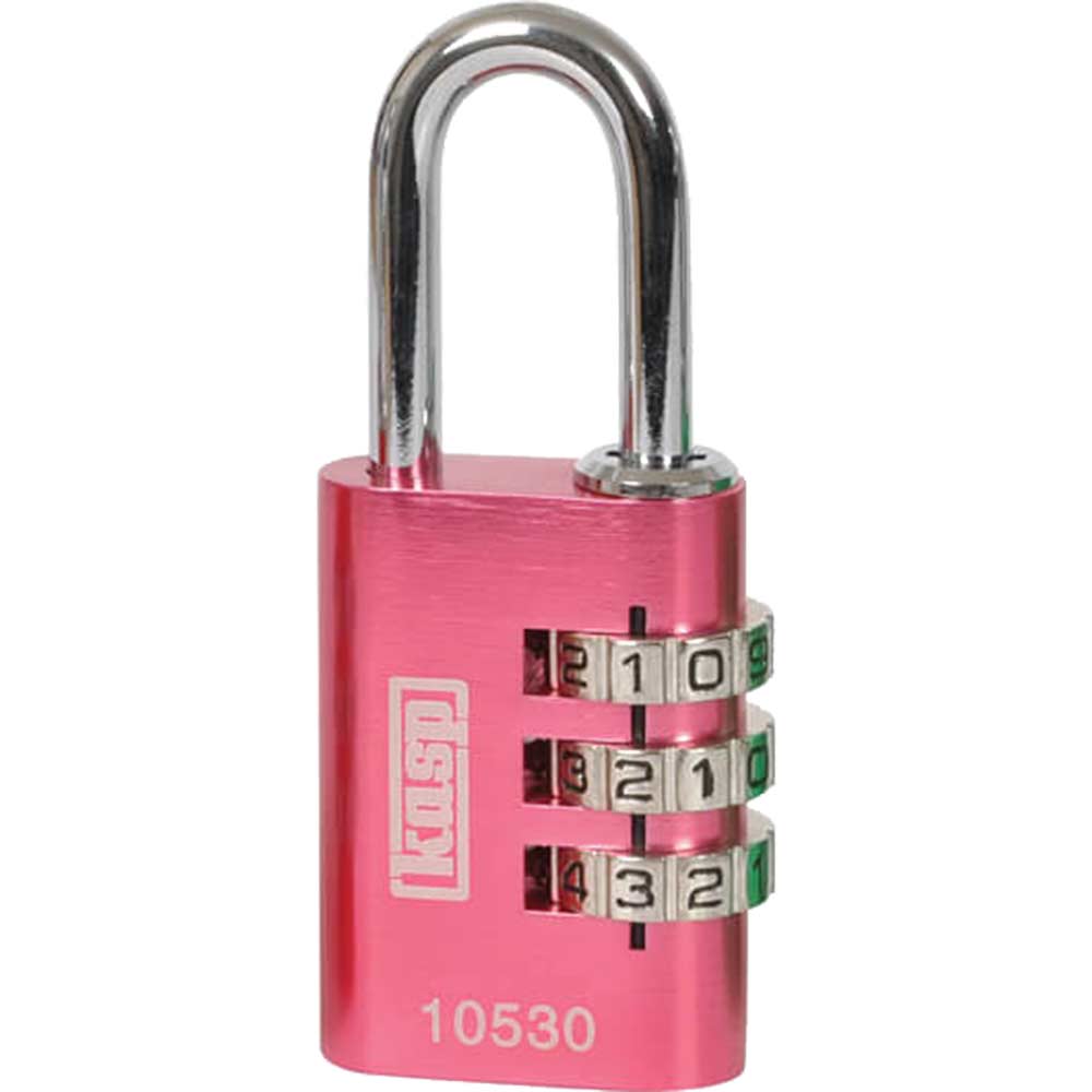 Image of Kasp Aluminium Combination Coloured Padlock 30mm Pink Standard