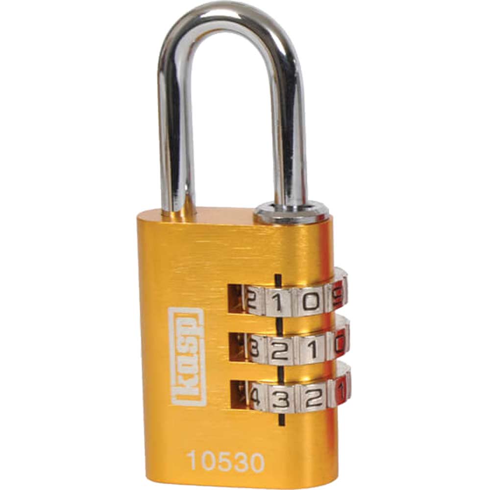 Image of Kasp Aluminium Combination Coloured Padlock 30mm Yellow Standard