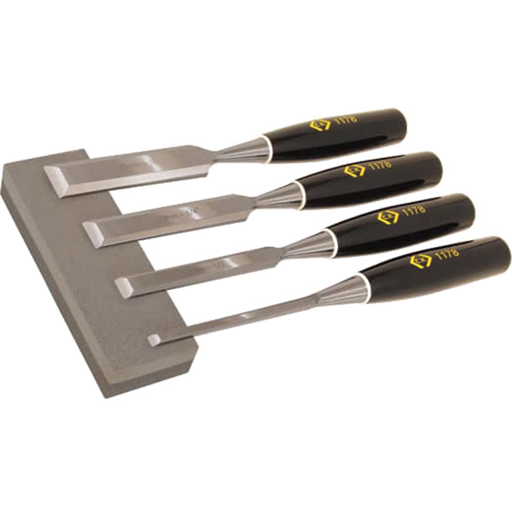 Image of CK 4 Piece Bevel Edge Wood Chisel Set and Sharpening Stone