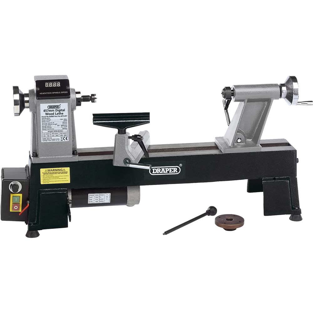 Draper WTL457 Compact Digital Variable Speed Wood Lathe Wood Lathes