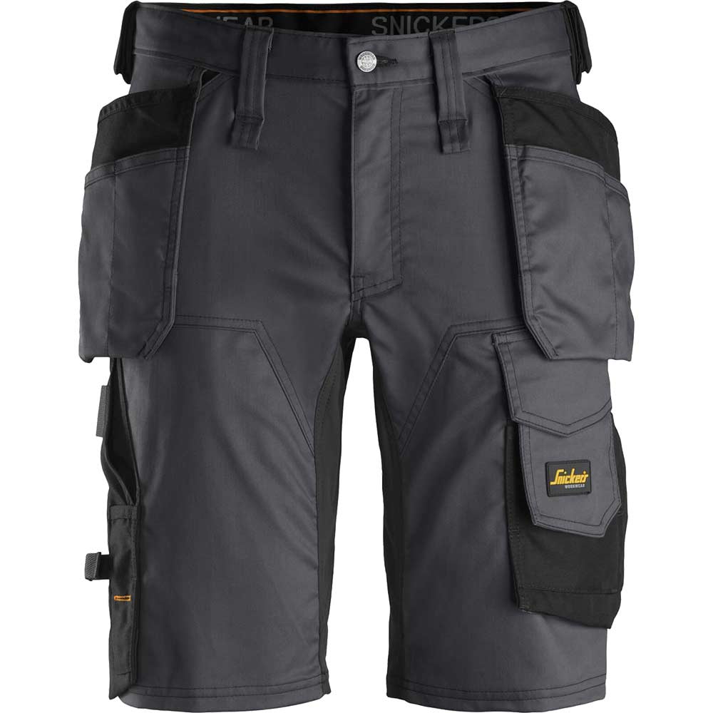 Image of Snickers 6141 Allround Work Stretch Slim Fit Holster Pockets Shorts Grey / Black 30"