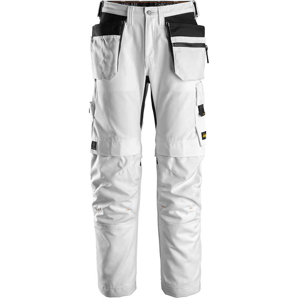 Snickers 6224 Allround Work Canvas Stretch Fit Work Trousers Holster Pockets White 38