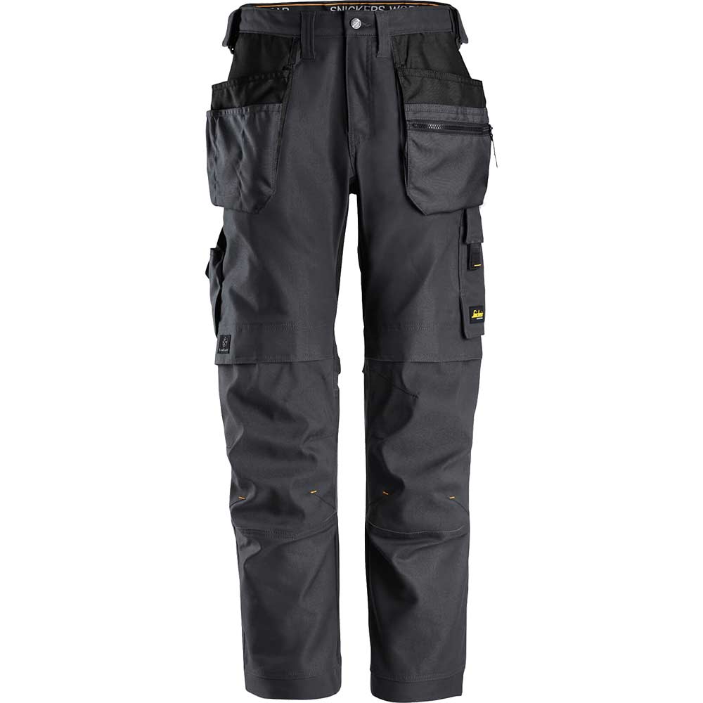 Image of Snickers 6224 Allround Work Canvas Stretch Fit Work Trousers Holster Pockets Grey 30" 32"
