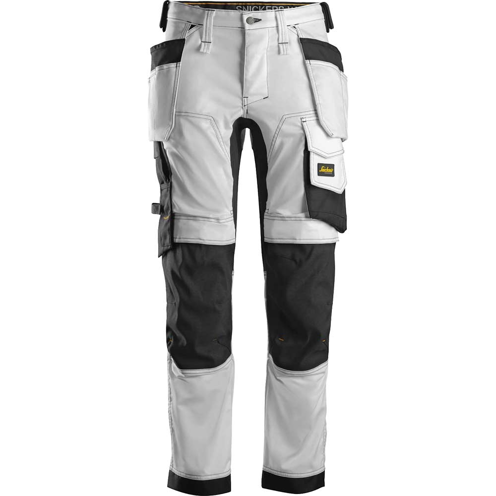 Image of Snickers 6241 Allround Work Stretch Slim Fit Trousers Holster Pockets White 42" 36"