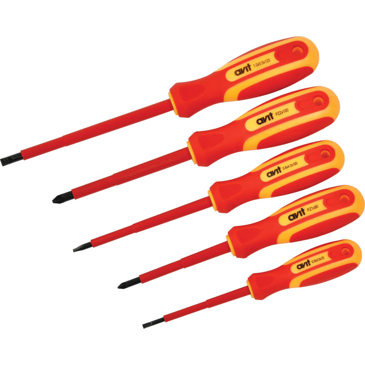 Image of Avit 5 Piece Insulated Pozi and Slotted Screwdriver Set