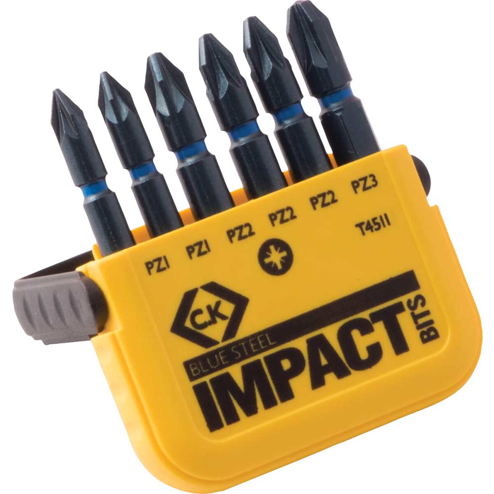 Image of CK Blue Steel 6 Piece Impact Pozi Screwdriver Bit Set
