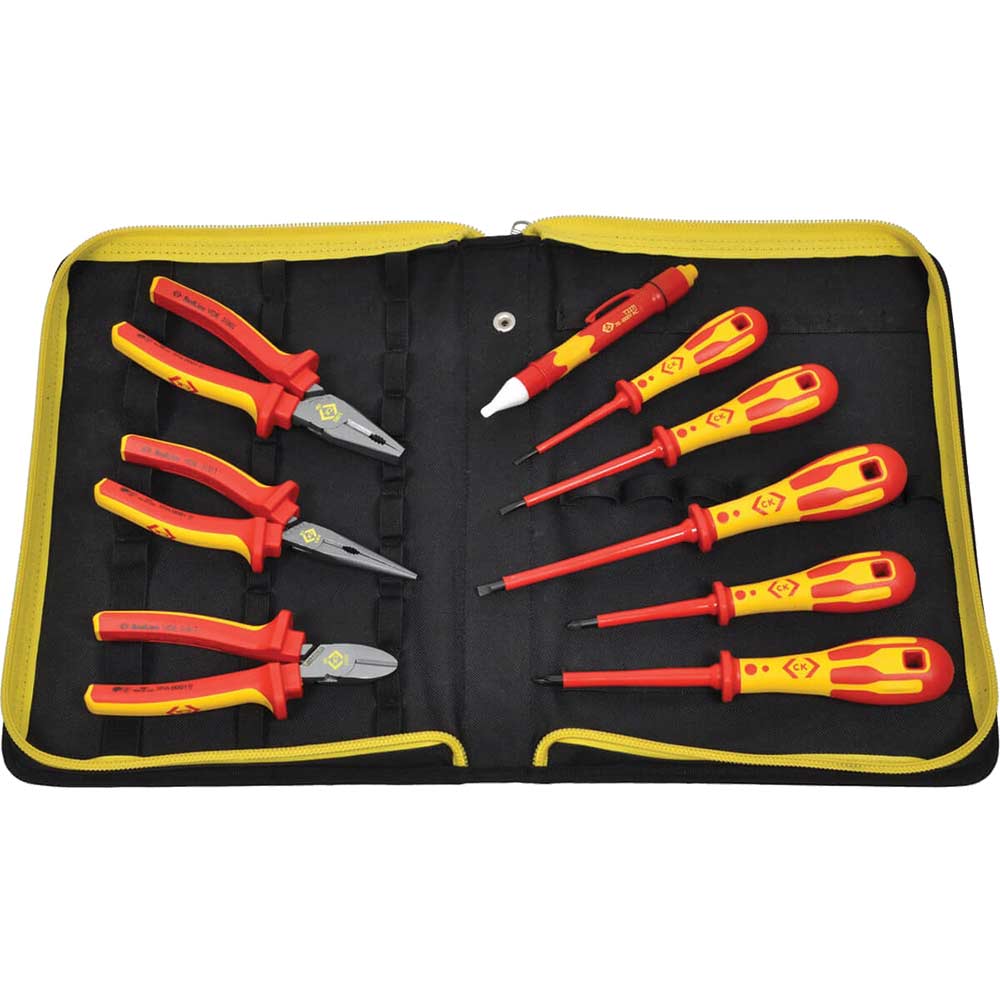 Image of CK 9 Piece VDE Insulated Pliers and Pozi Screwdriver Kit
