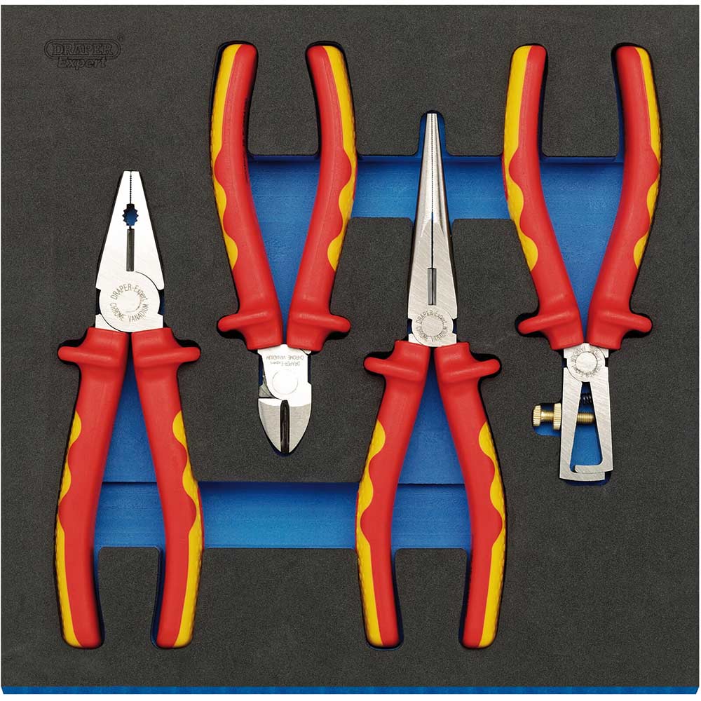 Photo of Draper 4 Piece Vde Insulated Plier Set In Eva Insert Tray