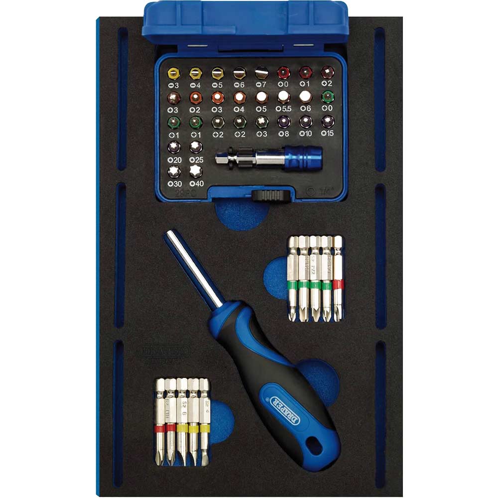 Draper 40 Piece Screwdriver and Bit Set in Eva Insert Tray Tool Kits