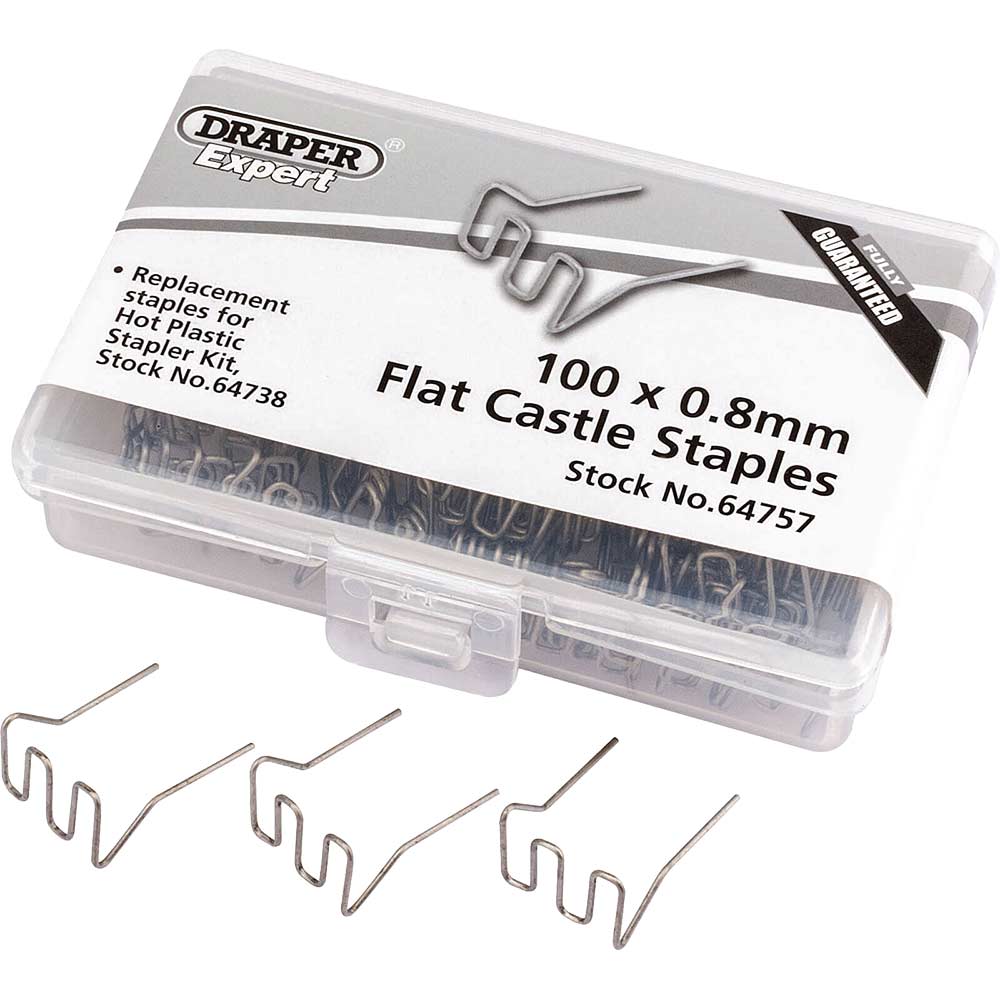 Photo of Draper Flat Castle Staples For Hot Staplers 0.8mm Pack Of 50