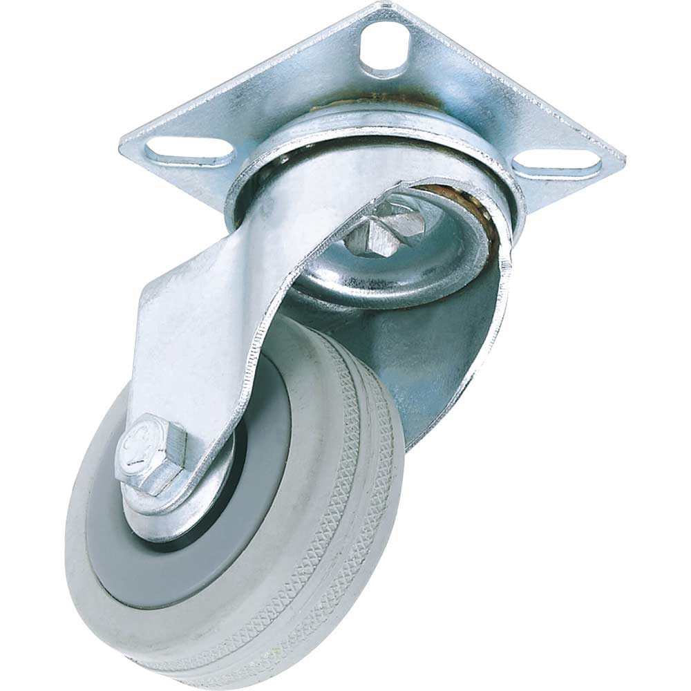 Image of Draper Swivel Plate Fixing Rubber Wheeled Castor 50mm